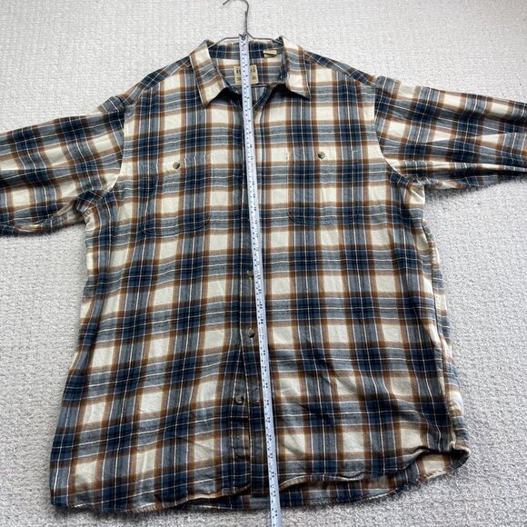 Red Head Brand Co Flannel Shirt Mens XL Plaid Blue / White Long Sleeve Button - Picture 9 of 14